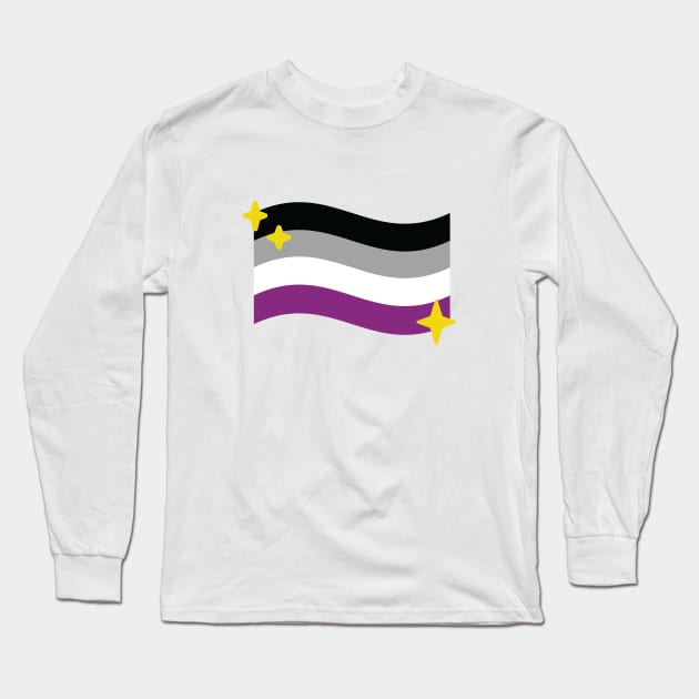 Asexual Pride Flag Sparkle Emoji Long Sleeve T-Shirt by lavenderhearts